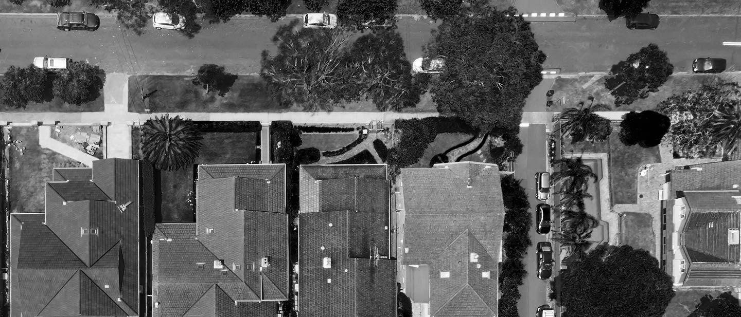 Birds eye view of residential housing